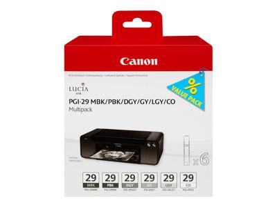 CANON MULTIPACK DE 6 CARTOUCHES D'ENCRE PGI-29 MBK/PBK/DGY/GY/LGY/CO