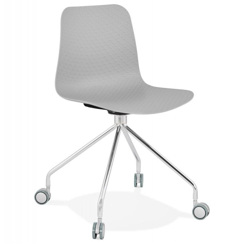 Chaise de bureau Sammy 80cm gris & argent - Rotation 360° - Paris Prix_0