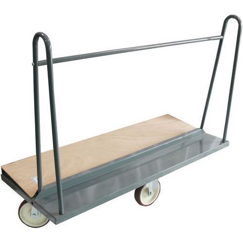 CHARIOT PORTE PANNEAU 1500X680 MM - ROUES CAOUTCHOUC - MANUTAN EXPERT