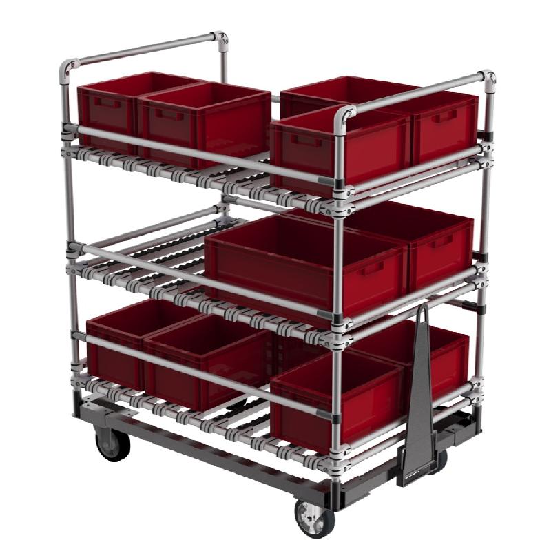 Chariot tracté avec fonction Rails à galets pour picking facile_0