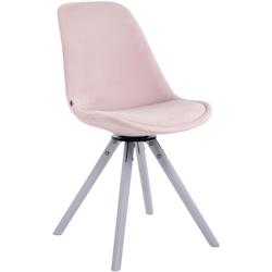 CLP Chaise de salle à manger Troyes Pivotant en velours avec piétement rond Blanc/Rose - violet textile 312201_0