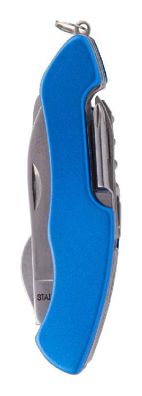 Couteau de poche multifonctions en acier inoxydable - 12 fonctions - manche en aluminium bleu_0