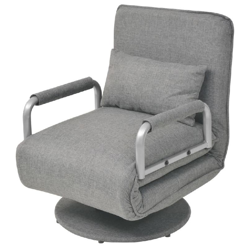 Décoshop26 - Fauteuil lounge convertible design et moderne pivotant canapé-lit en tissu gris clair DEC028661 - gris 3000256988944_0