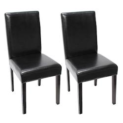 Décoshop26 - Lot de 2 chaises de salle à manger cuisine en cuir noir pieds en bois foncés design moderne 04_0002078 - noir 3000015032697_0