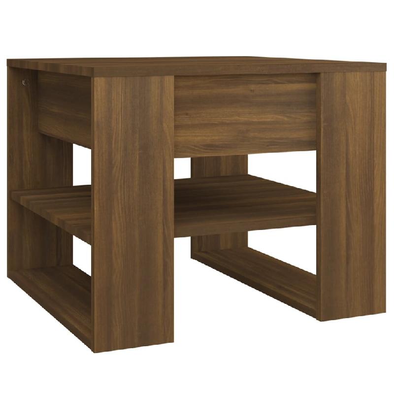 Décoshop26 - Table basse avec étagères design moderne et contemporaine 55,5 x 55 x 45 cm bois d'ingénierie marron DEC038691 - marron Bois massif 3_0