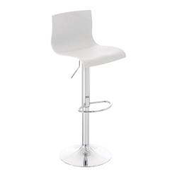 Décoshop26 - Tabouret de bar avec repose-pieds pivotant dossier incurvé en plastique blanc et métal chromé 10_0004936 - blanc 3000252366661_0