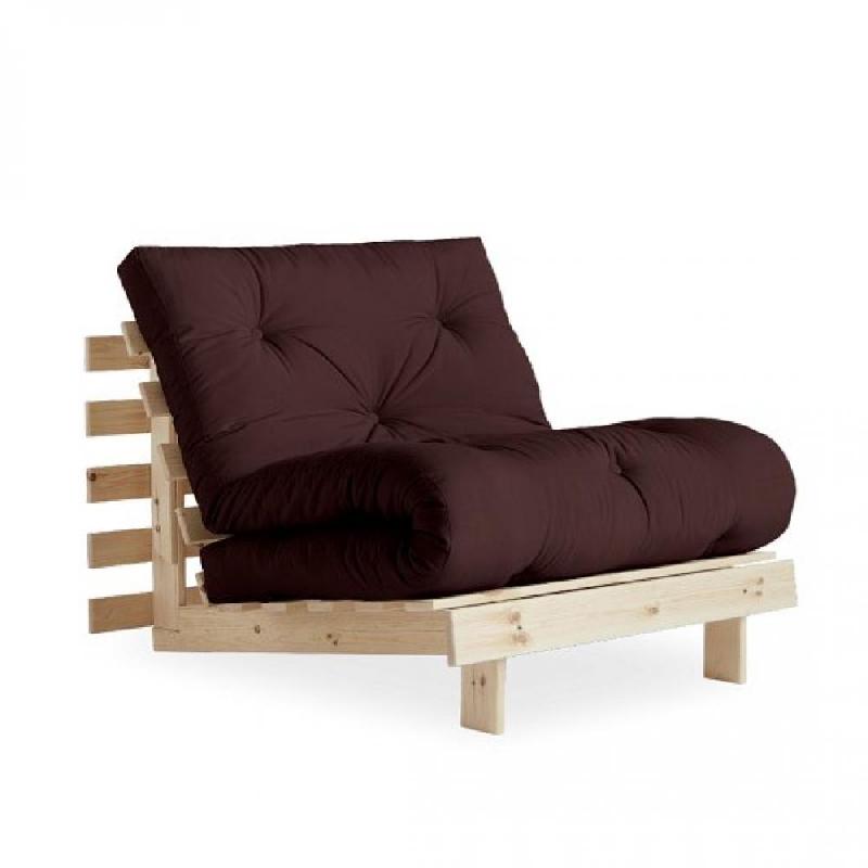 Fauteuil convertible futon ROOTS en pin naturel - Coloris marron - Couchage 90 x 200 cm_0