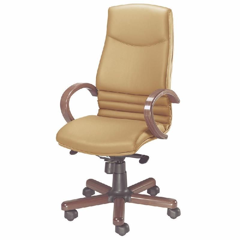 FAUTEUIL DE BUREAU À ROULETTES PERFECTO - EN CUIR ET BOIS - RÉGLABLE - HAUTEUR DOSSIER  72 CM - COULEUR BEIGE