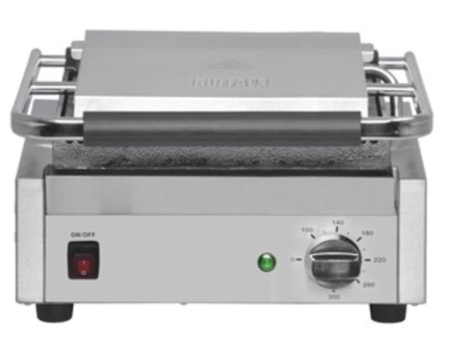 Grand grill de contact simple rainuré/rainuré - 2,2 kW - plaques en fonte résistantes_0