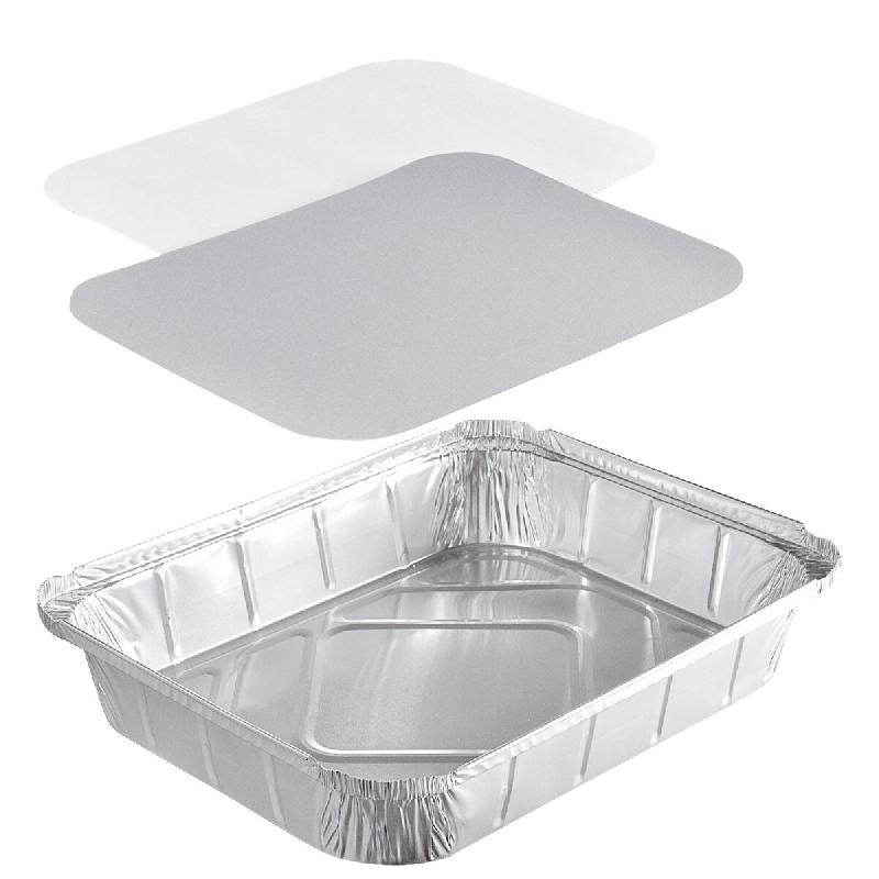 Grand Plat Aluminium Pro NOVATRAY 2400ml (314x254mm) + Couvercle - ECO PACK - Collectivité & Cantine - Lot de 1500 - KBXL2400RS_0