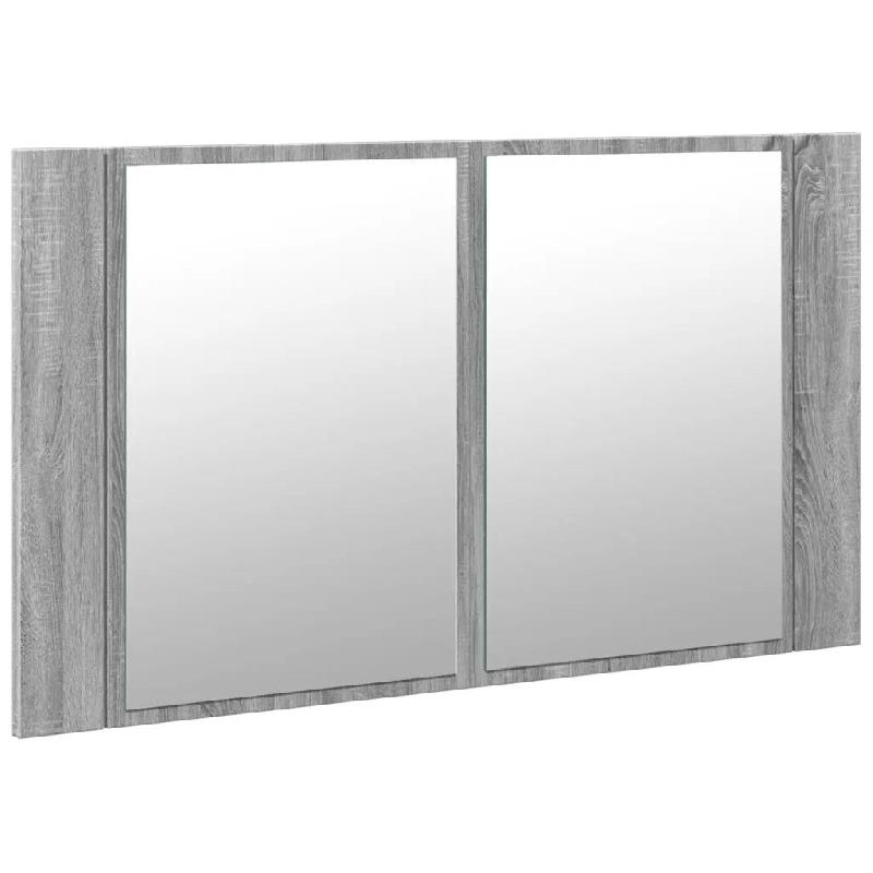 Helloshop26 - Armoire à miroir LED moderne style scandinave salle de bain 80 x 12 x 45 cm en bois d'ingénierie gris 02_0049283 - gris Bois massif 30_0