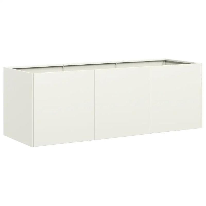 Helloshop26 - Jardinière profonde design moderne jardin balcon 120 x 40 x 40 cm en acier laminé à froid blanc 02_0051465 - blanc acier 3000236925839_0