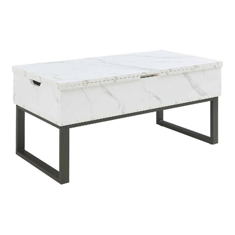 Helloshop26 - Table basse console d'appoint avec surface relevable et rabattable effet marbre blanc 03_0010839 - 3000225437008_0