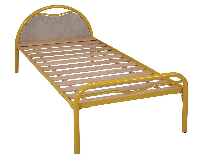 LIT ALBA MÉTAL TÊTE PANNEAU BÉTON 80X190 SOMMIER À LATTES JAUNE - MANUTAN COLLECTIVITÉS