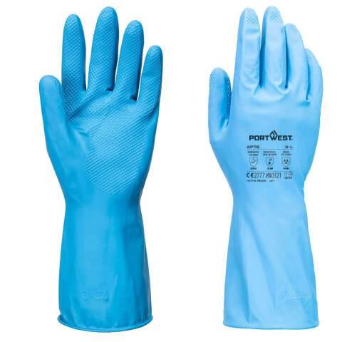 LOT DE 3 - PORTWEST AP76 GANT DE PROTECTION FD CHIMIQUE B LATEX - BLEU - TAILLE S - LOT DE 12 PAIRES
