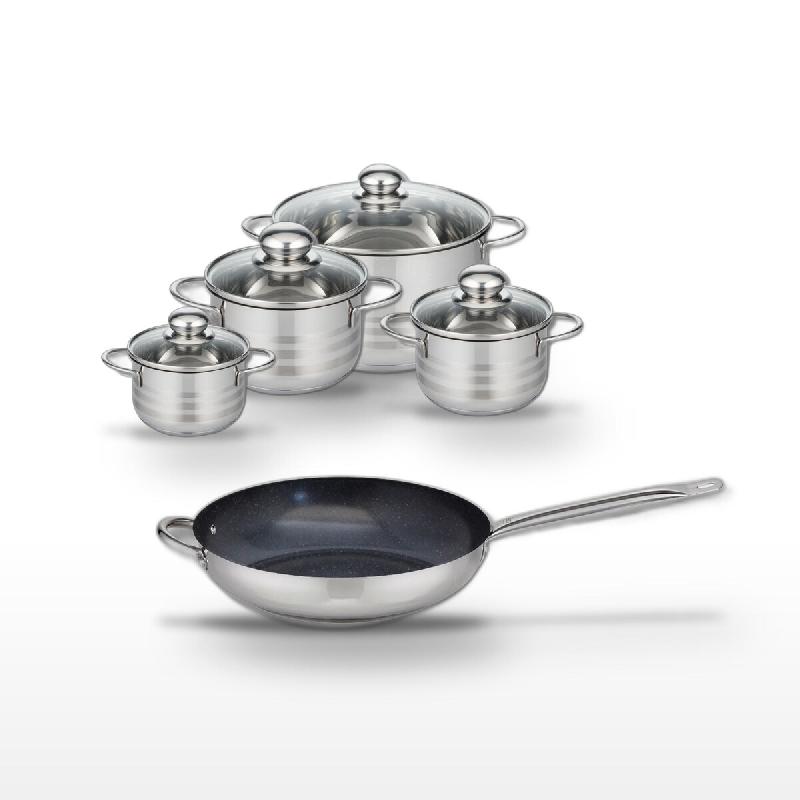 Lot Poêle 32cm & 4 Faitouts 12/14/16/20cm Elo Profi Therm Platinum - gris inox 3176239989632_0
