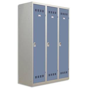 Vestiaire métal industrie salissante Pierre Henry - 3 casiers - largeur 120 cm - gris perle/bleu_0