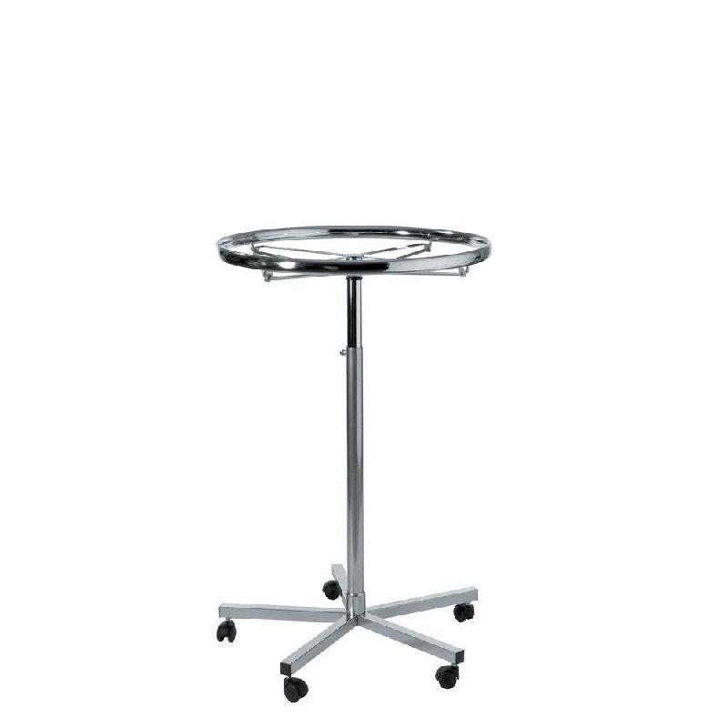 Portant rond chromé Ø80cm sur roulettes - Hauteur réglable de 110 à 180cm - Très solide pour vêtements lourds_0