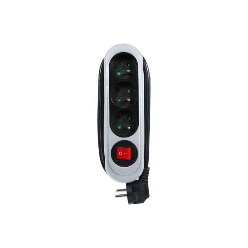 RALLONGE MULTIPRISE AVEC INTERRUPTEUR - 3 PRISES - NOIR - NOLA DEBFLEX