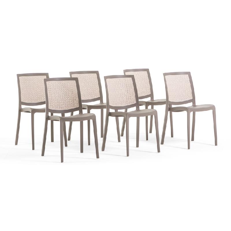 RATTATAN Lot de 6 chaises empilables en polypropylène, pieds antidérapants, ergonomiques, pour salle à manger, jardin, terrasse, bars, restaurants�_0