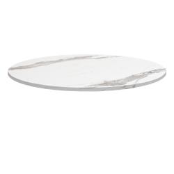 Restootab - Plateau Ø90 décor marbre blanc - Bois aggloméré hydrofuge - Fabrication française_0