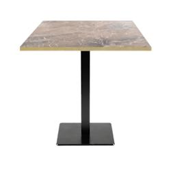 Restootab - Table 70x70cm - modèle Milan marbre grec chants laiton - marron fonte 3760371511495_0