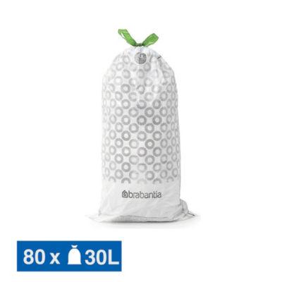 Sacs poubelle déchets courants Brabantia poignées coulissantes blancs 30 L, lot de 80_0