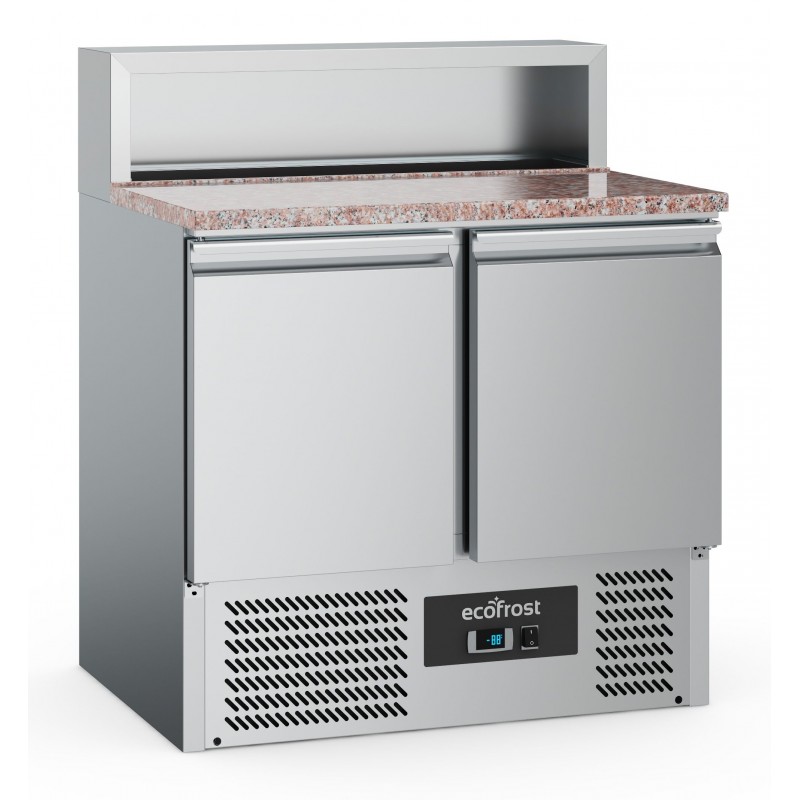 Saladette table de préparation à pizza en granit - 2 portes - Réf 7950.5090 - Vitrine réfrigérée et thermostat numérique_0