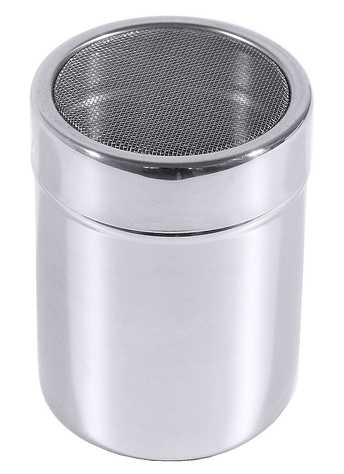 SAUPOUDREUSE EN ACIER INOXYDABLE 18/10, 0,3 L., DIAMÈTRE 7CM, HAUTEUR 9,5CM
