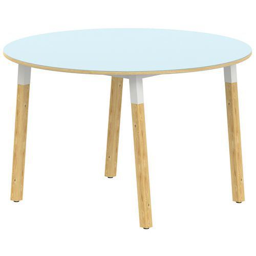 TABLE 4P INCL. MÉTAL/BOIS RONDE Ø 120 T3 STRAT ABS BLEU/ALU
