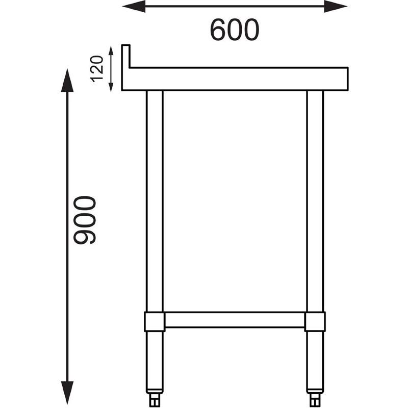 Table de préparation en acier inoxydable avec rebord - 1800 x 600 mm - T383_0