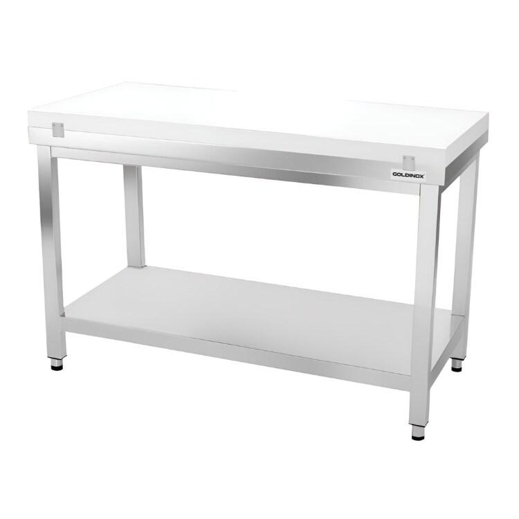 Table de travail en inox 1500x700 mm avec plaque de découpe blanche PREMIUM - GOLDINOX - gris inox 3701770840977_0