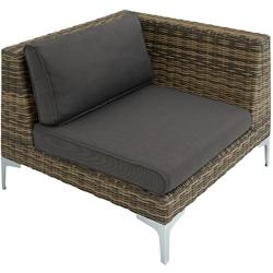 Tectake Ensemble modulable en rotin Villanova coin gauche en aluminium - gris anthracite chiné - 404415 - gris aluminium 404415_0