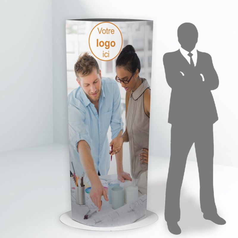 Totem publicitaire elliptique - Durolle Emballage Goyon - Gamme Alto - 52x25x190 cm_0