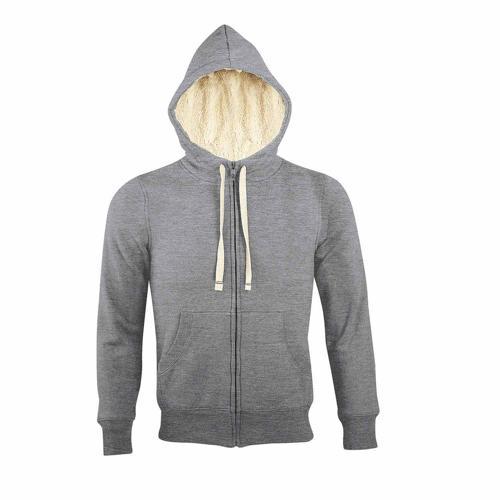 VESTE ZIPPÉE DOUBLÉE SHERPA EN COTON GRIS CHINÉ