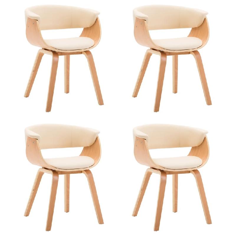 VidaXL Chaises à manger lot de 4 crème bois courbé et similicuir Modèle Isara - 278731_0