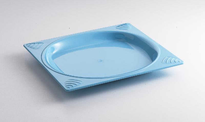 ASSIETTE PLATE CARRÉ BLEU PLASTIQUE 23,5X23,5 CM VAISSELLE COPOLYESTER SAINT ROMAIN