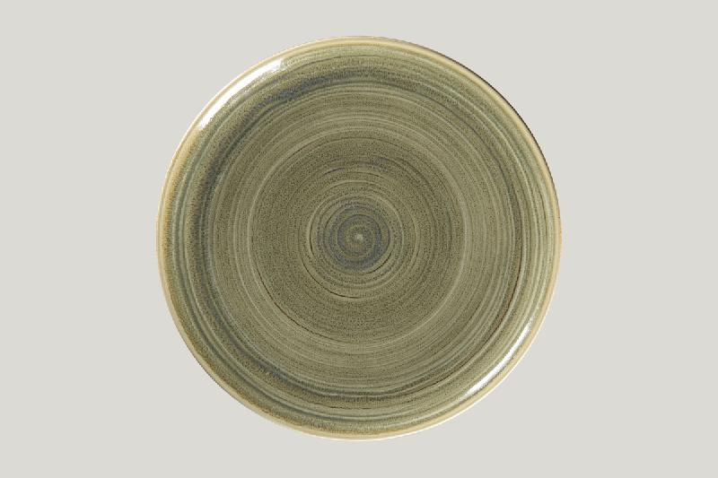 ASSIETTE COUPE PLATE ROND VERT PORCELAINE Ø 31 CM RAKSTONE SPOT