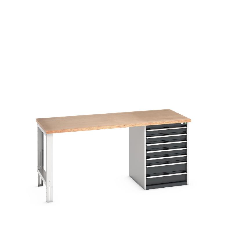Établi Standard Cubio Multiplex - 7 tiroirs - 2000x900x940 mm - Plateau en bois multiplis 40 mm_0