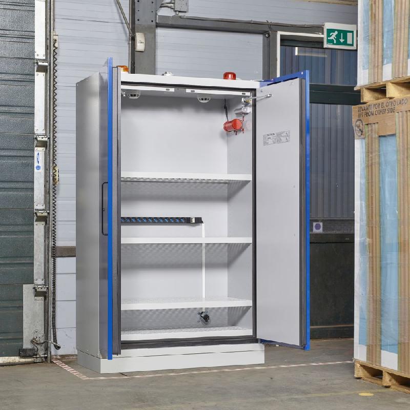 Armoire batteries lithium-ion EN 14470-1 avec détection série D Justrite - 60 x 60 x 207cm / 6 prises_0