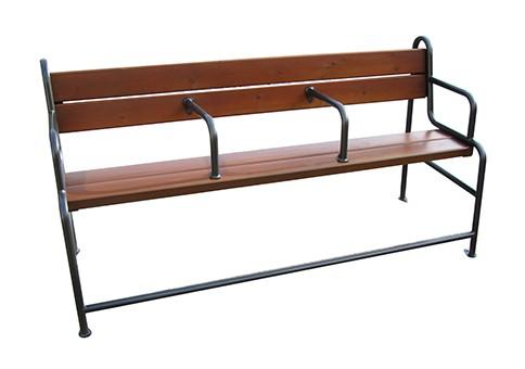 Banc public grand confort sénior - bois exotique et piètement en acier avec ergonomie médico-sociale_0