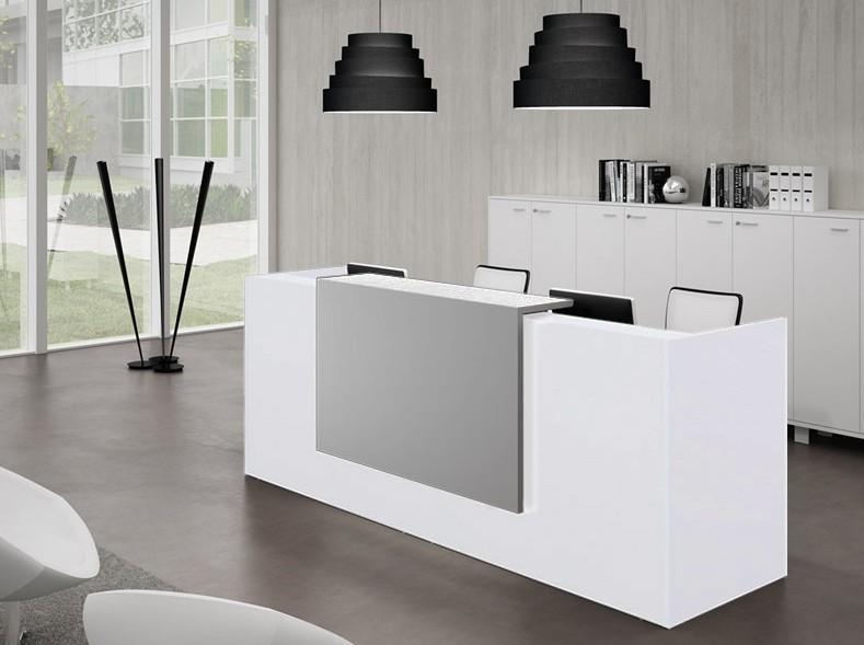 Banque d'accueil droite modèle Z2 - Officity - Gris clair, Blanc, 326_0