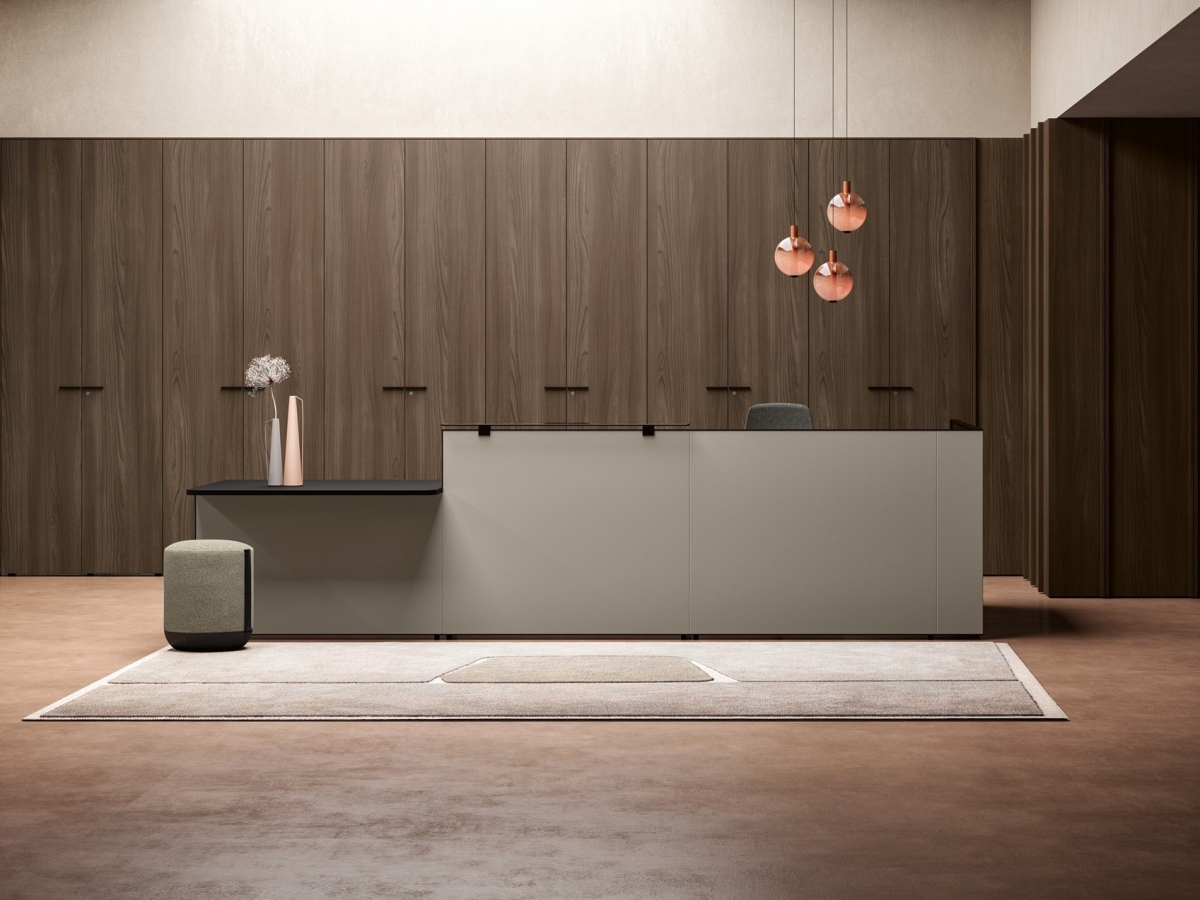 Banque d'accueil personnalisable OUTLINE - configurations variées et design moderne_0