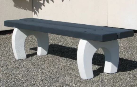 Banquette Chêne arrondie en béton armé - Livrée en kit avec boulonnerie et notice de montage - Longueur 185 cm, Largeur 40 cm, Hauteur 47 cm, Poids 150 kg_0