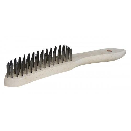BROSSE MÉTALLIQUE ACIER DUR- MANCHE BOIS OUTIFRANCE