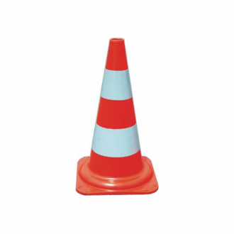 Cône de signalisation en PVC souple - 495 mm - bandes blanches réfléchissantes - Référence WIL535005_0