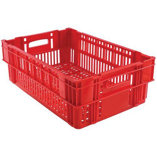 CAISSE AJOURÉE EMPILABLE EMBOITABLE 600 X 400 X 197 MM - 37 L - ROUGE - GILAC