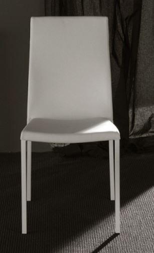 LOT DE 2 CHAISES DESIGN HELLEN POLYURÉTHANE FAÇON CUIR BLANC ET ACIER BLANC_0