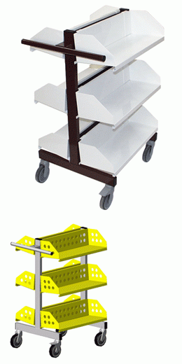 Chariot de transport Galloi - 2 x 3 niveaux - Tablettes amovibles - Ossature acier - Roues pivotantes Ø125 mm_0
