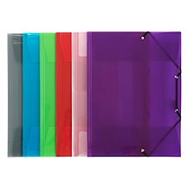 CHEMISE À ÉLASTIQUE 3 RABATS PLASTIQUE PROPYGLASS VIQUEL - FORMAT A3 - COULEURS TRANSLUCIDES ASSORTIES - LOT DE 12